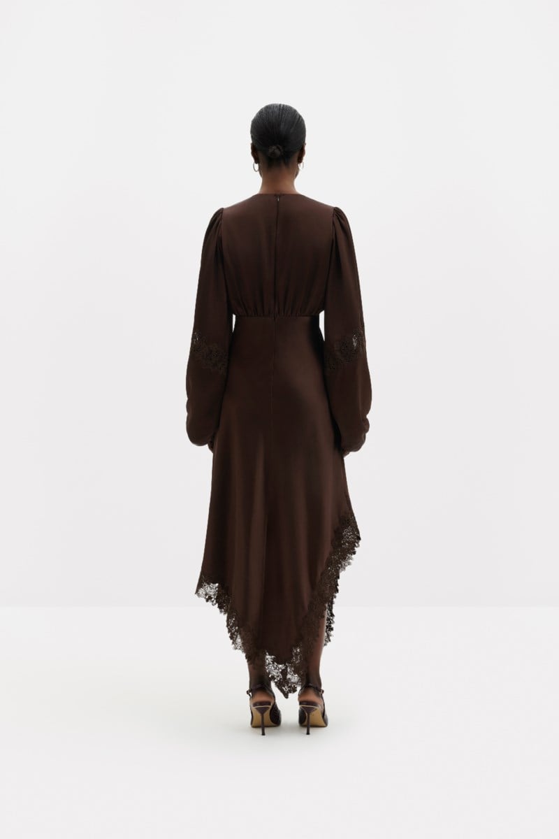 MALINA Klänning seema asymmetric lace hem maxi dam – bild 3