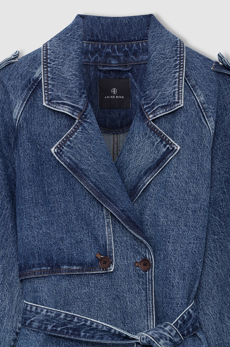 Anine Bing Trenchcoat rickie maxi denim jeansjackor dam – bild 5