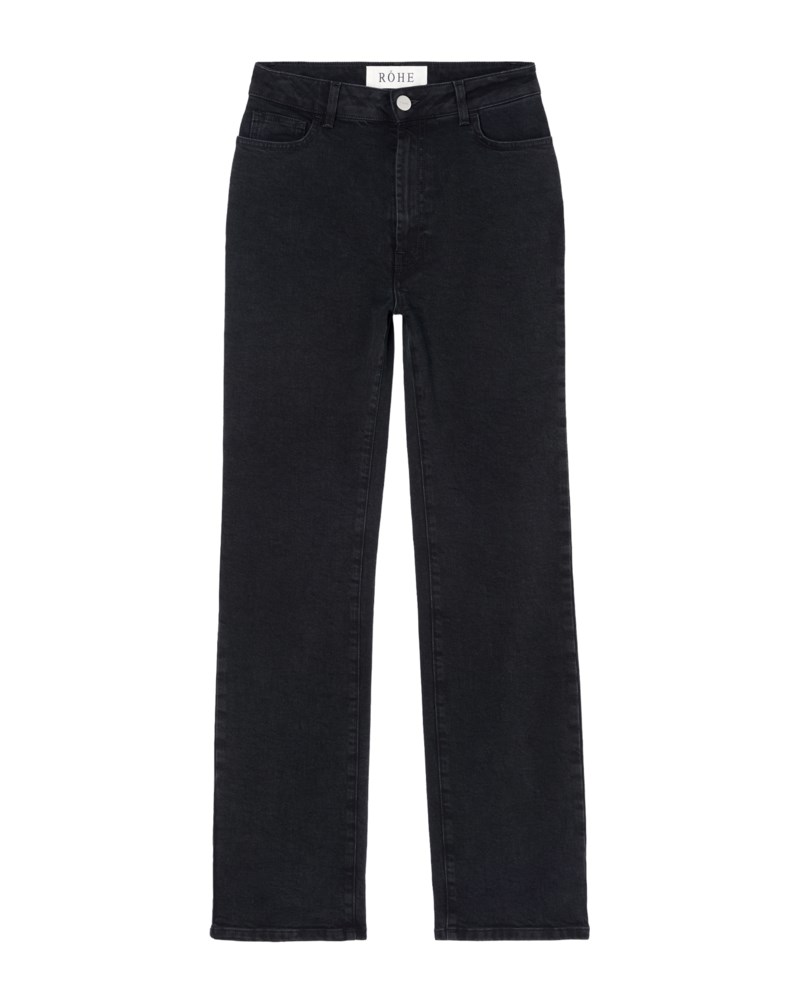 Jeans lino high-rise straight stretch svart