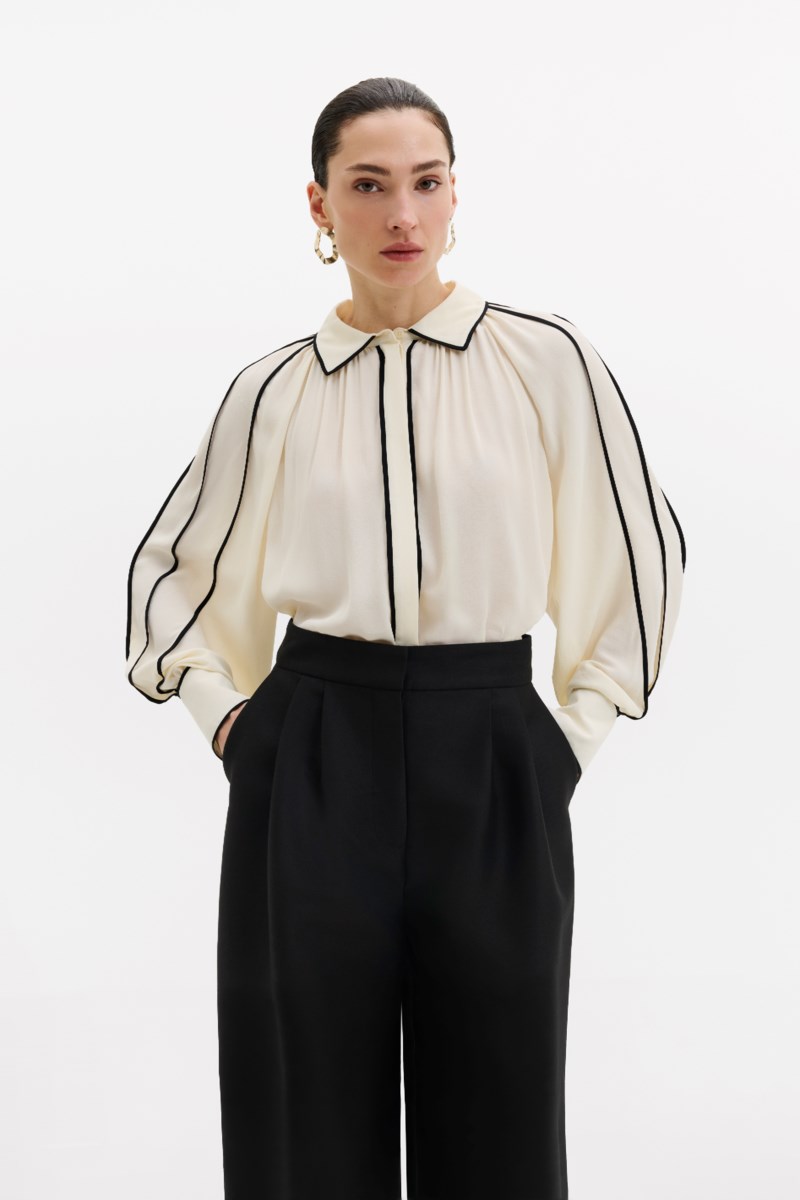 MALINA Blus bea contrast edge chiffon dam – bild 2