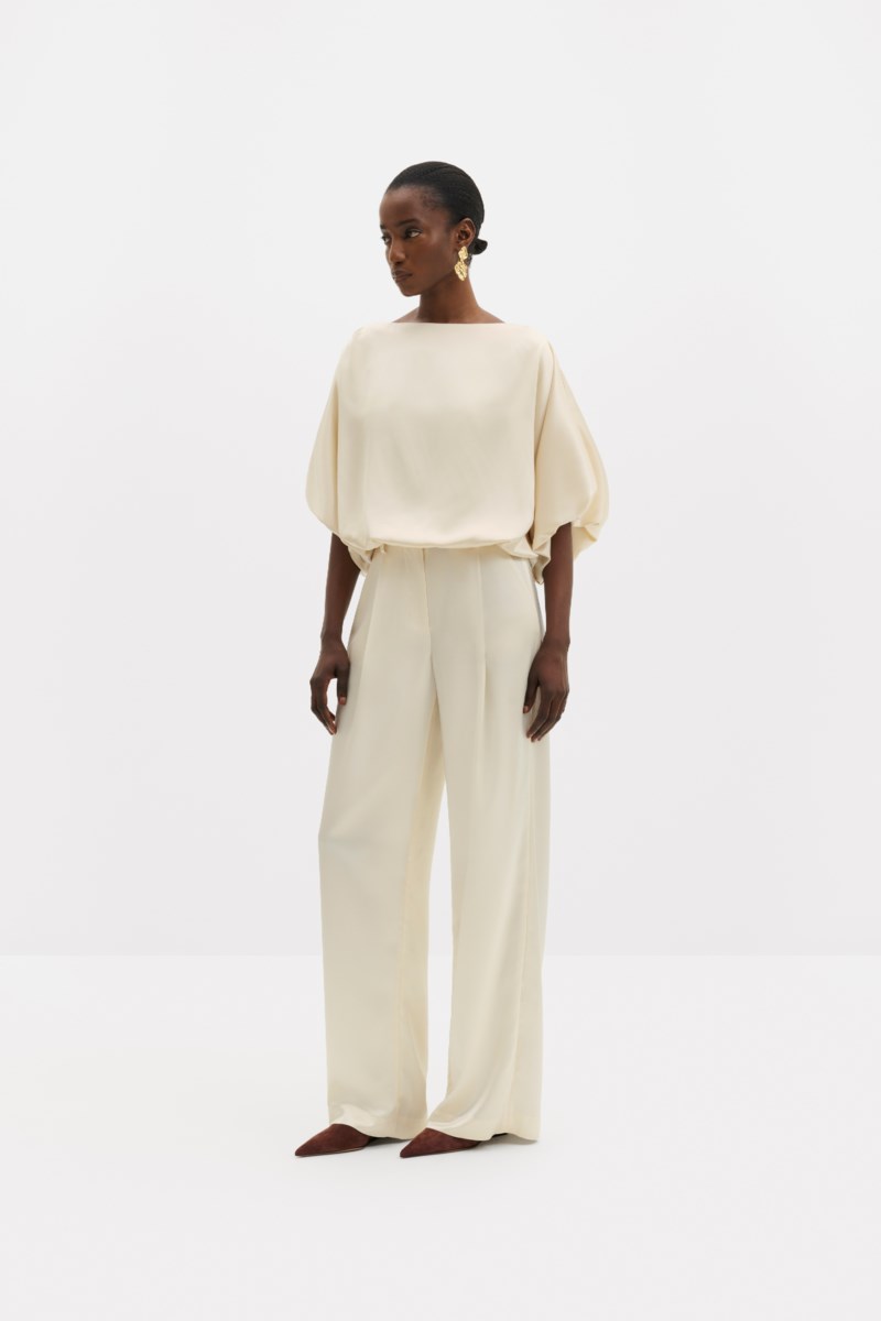MALINA Blus havanna boat neck puff sleeve dam – bild 2