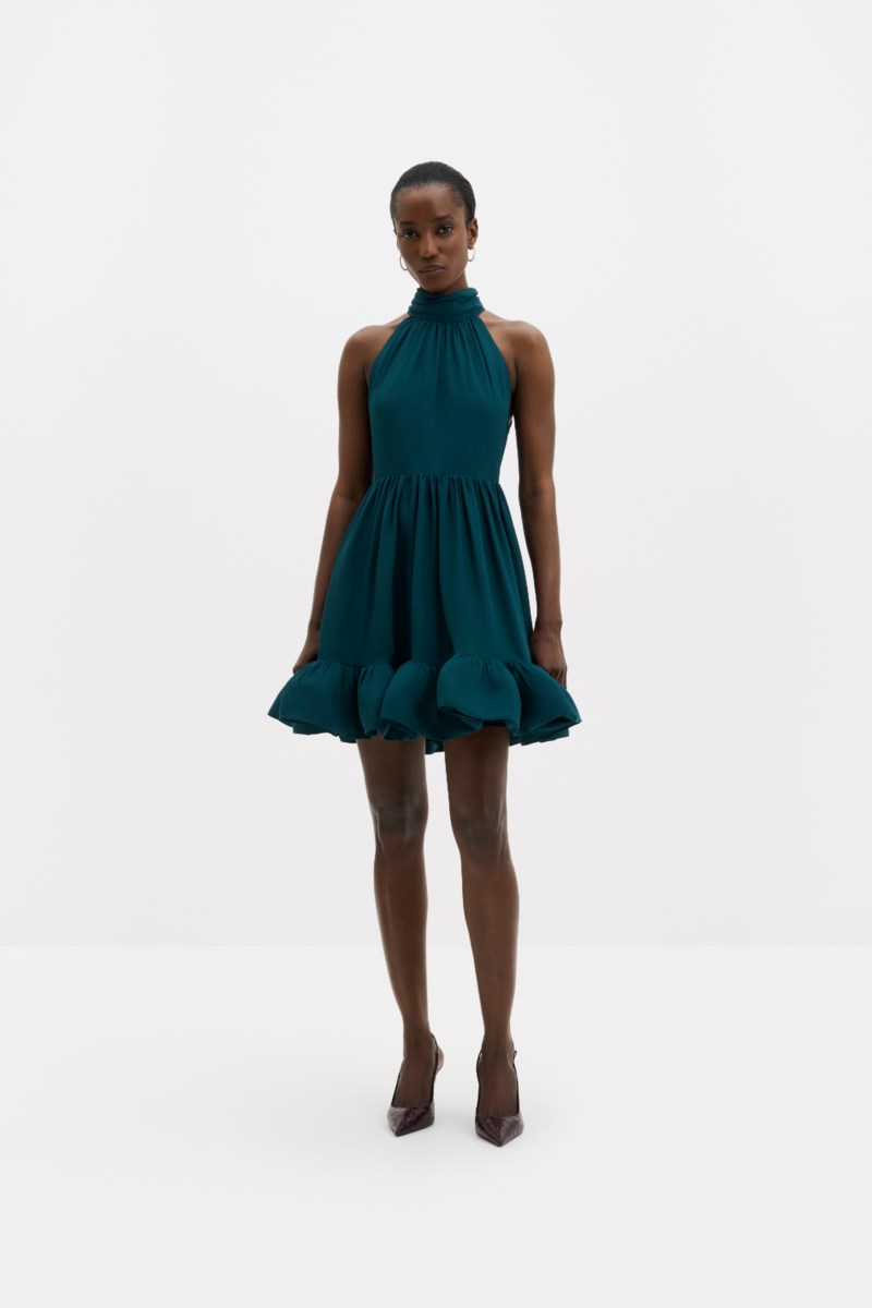 MALINA Klänning fern halterneck ruffled mini dam – bild 3