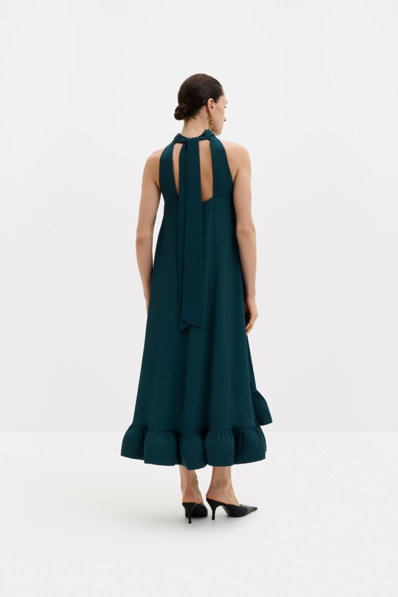 MALINA Klänning sabrina halterneck ruffled midi dam – bild 3