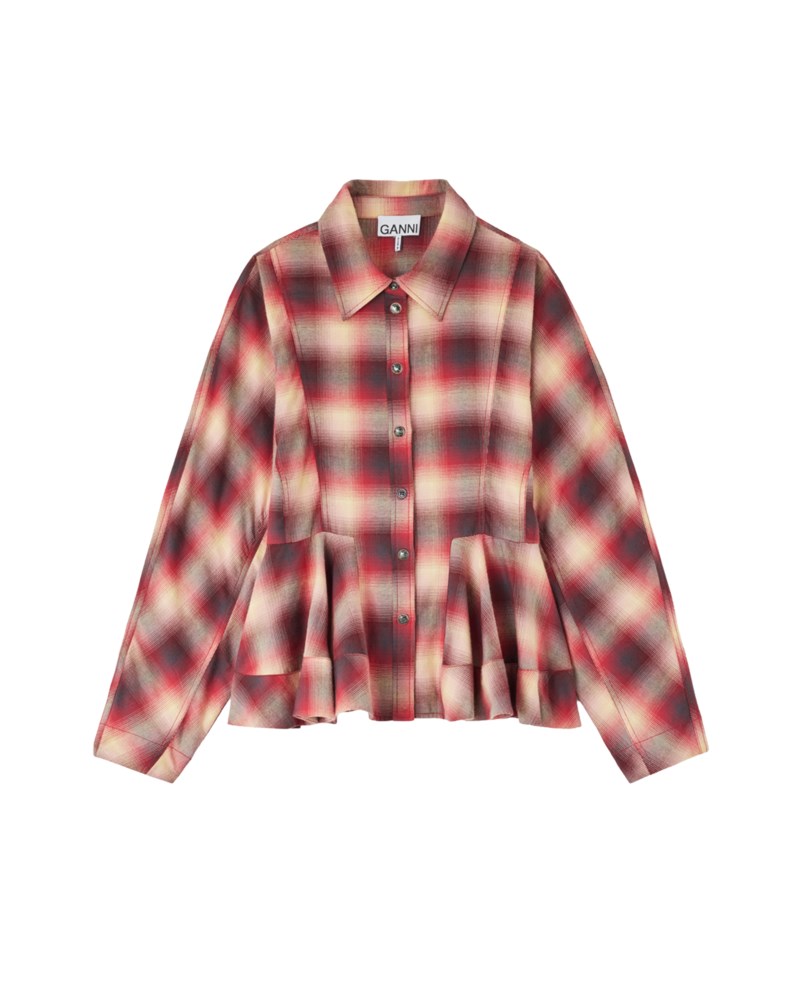 Skjorta cotton flannel check peplum
