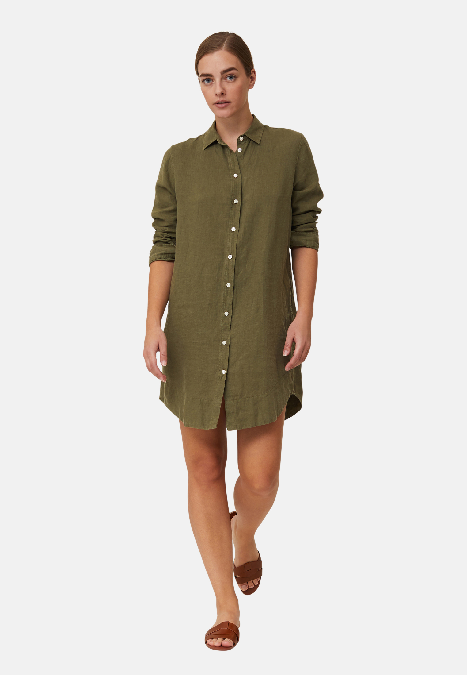 Lexington Klänning isa linen shirt dress beige/vitrandig NK