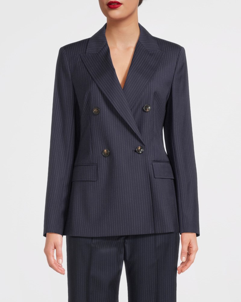 Max Mara Studio Kavaj plain weave wool double breasted dam – bild 2