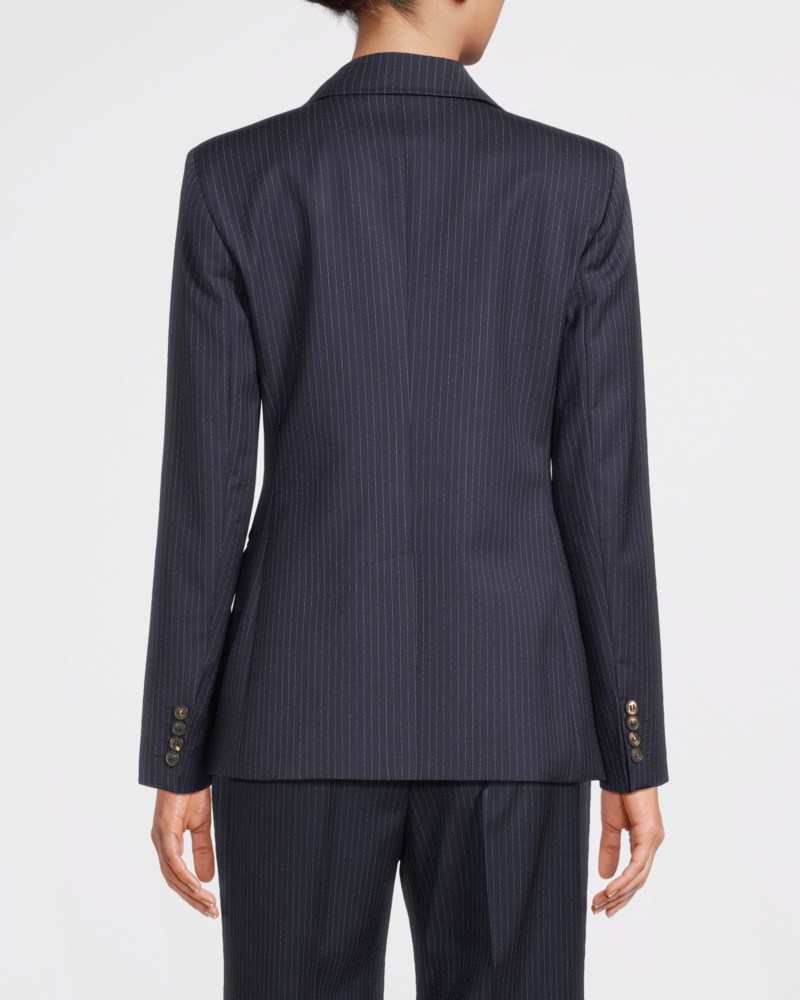 Max Mara Studio Kavaj plain weave wool double breasted dam – bild 3