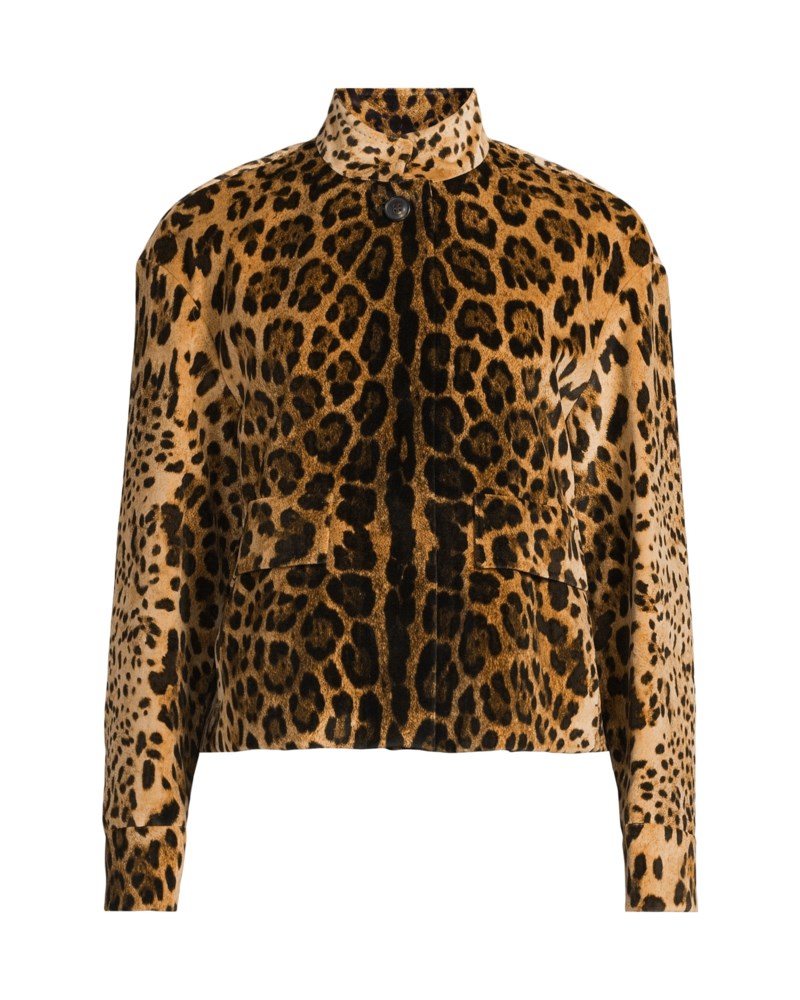 Kavaj boxy in smooth printed velvet