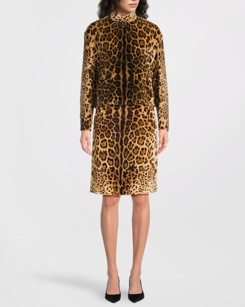 Max Mara Studio Kavaj boxy in smooth printed velvet dam – bild 2