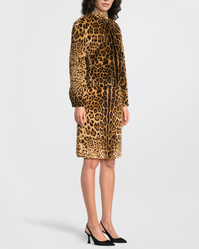 Max Mara Studio Kavaj boxy in smooth printed velvet dam – bild 3