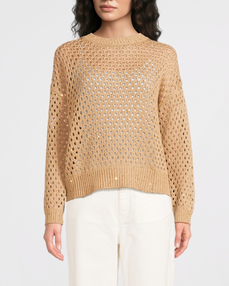 Max Mara Studio Tröja sequinned cotton boxy dam – bild 2