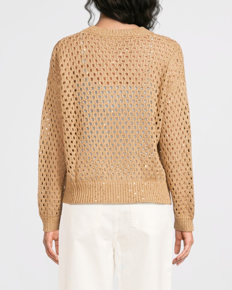 Max Mara Studio Tröja sequinned cotton boxy dam – bild 3