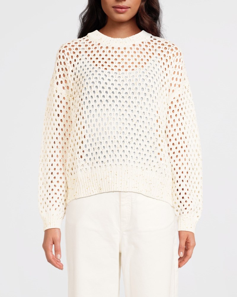 Max Mara Studio Tröja sequinned cotton boxy dam – bild 2