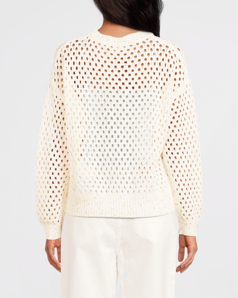 Max Mara Studio Tröja sequinned cotton boxy dam – bild 3