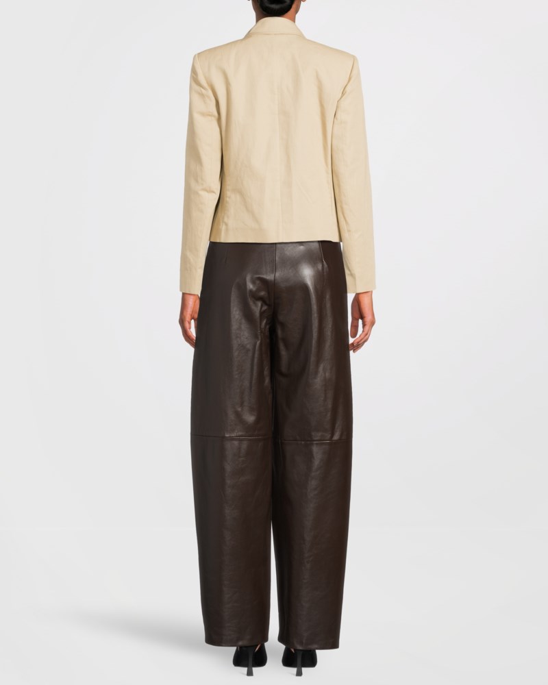 Max Mara Studio Byxa leather nappa barrel leg dam – bild 3 av 3