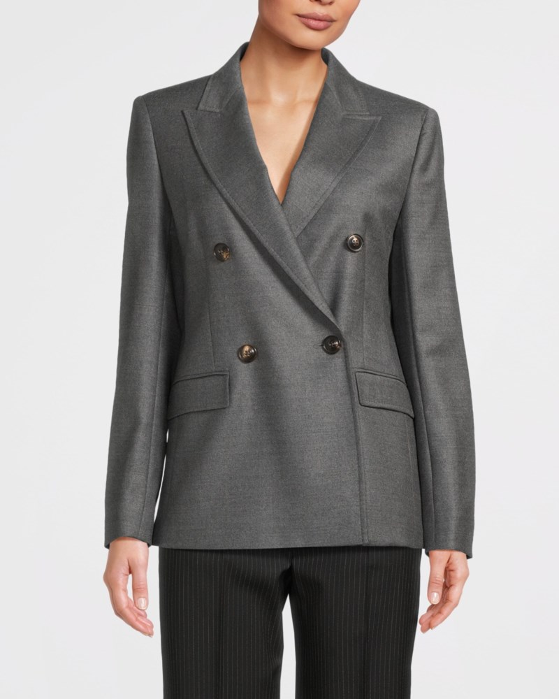 Max Mara Studio Kavaj double-breasted wool flannel dam – bild 2