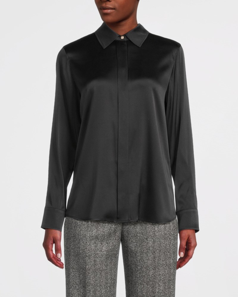 Max Mara Studio Skjorta mannish silk satin dam – bild 2