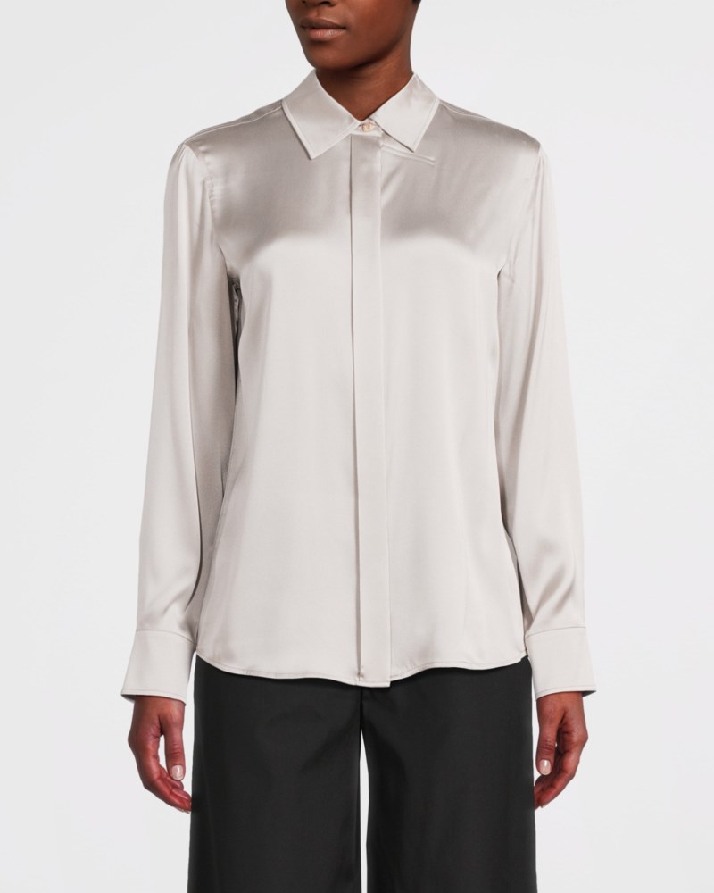 Max Mara Studio Skjorta mannish silk satin dam – bild 2