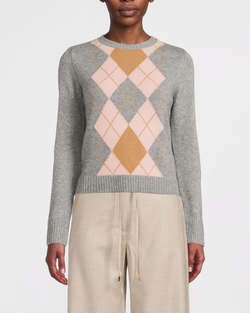 Max Mara Studio Stickad tröja argyle wool and cashmere dam – bild 2