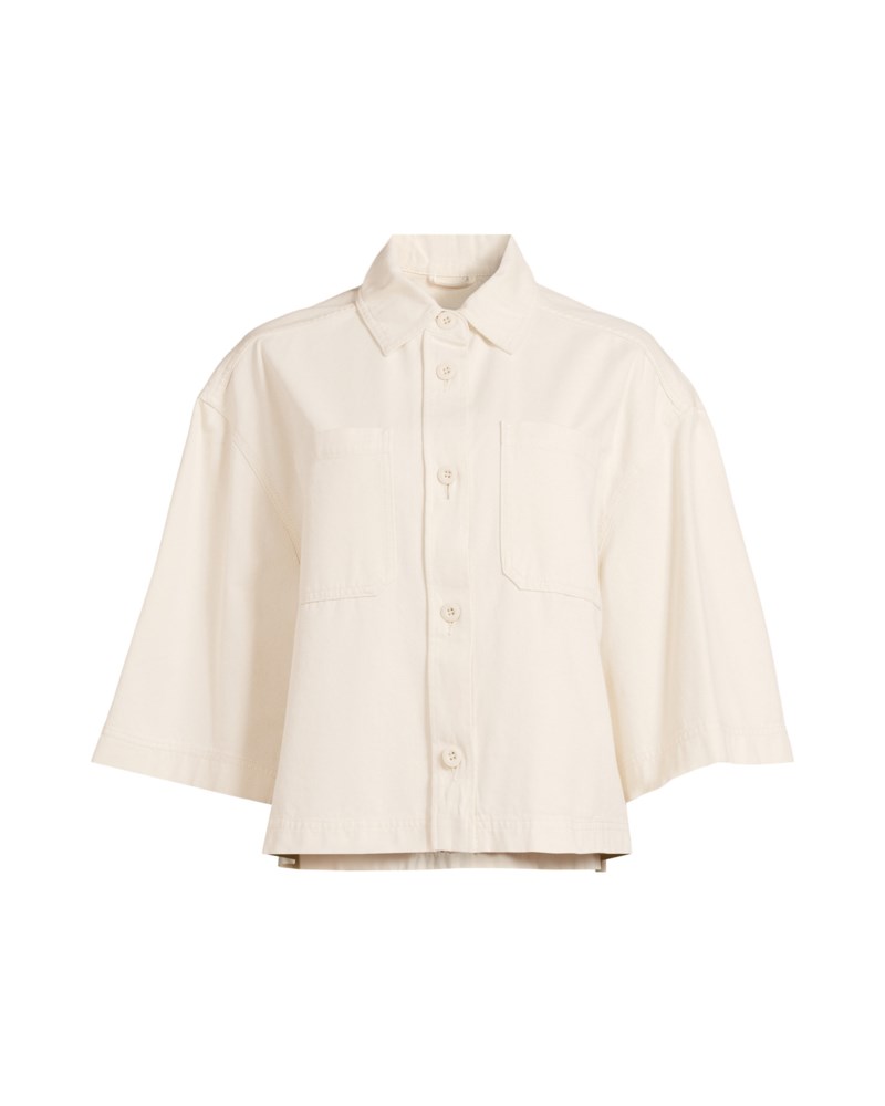 Overshirt washed cotton cropped