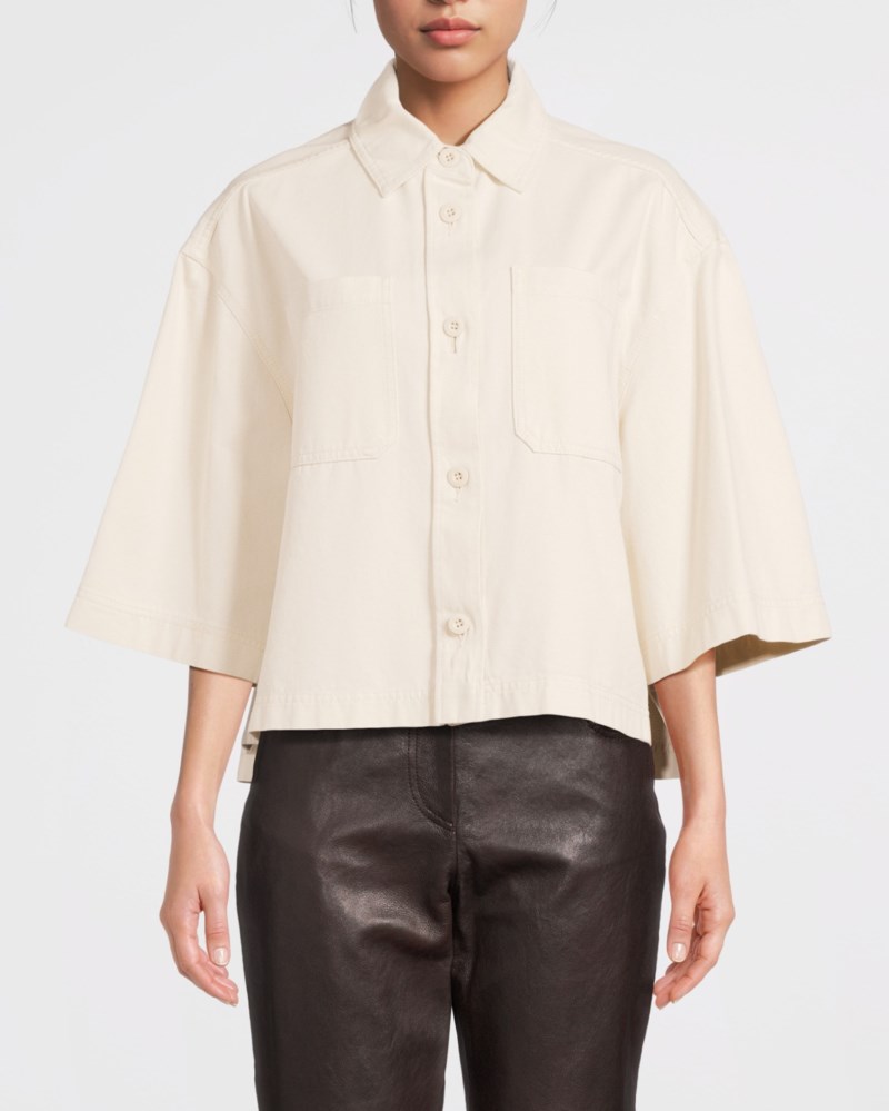 Weekend Max Mara Overshirt washed cotton cropped skjortor dam – bild 2