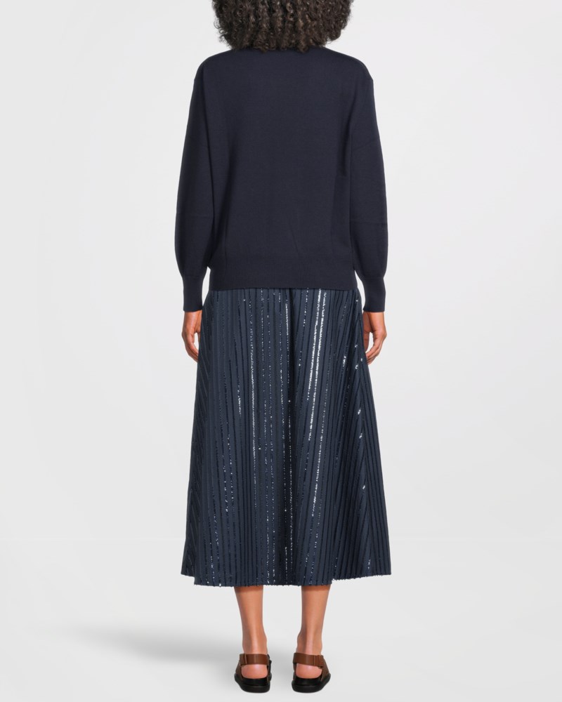 Weekend Max Mara Kjol sequin-embroidered cotton dam – bild 3