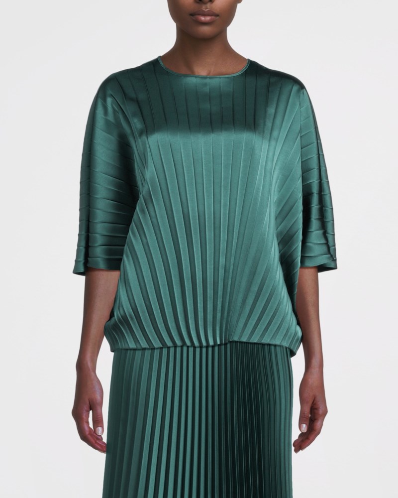 Weekend Max Mara Blus loose in pleated satin dam – bild 2