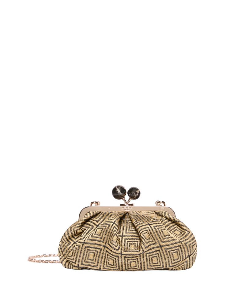 Clutch pasticcino small in linen silk cotton jacquard