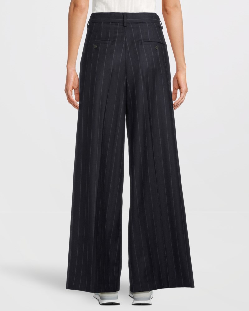 Weekend Max Mara Byxa wool pinstripe flannel dam – bild 3