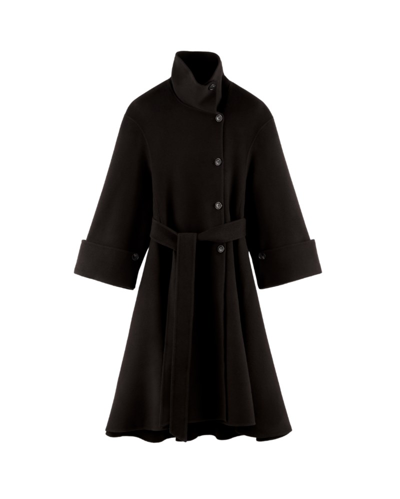 Double faced wool coat dark brown