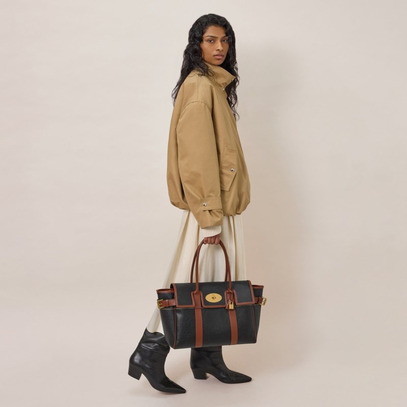 Mulberry Bayswater black & brass small classic grain handväskor dam – bild 2