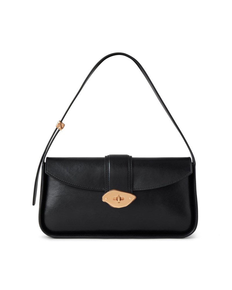 Small lana shoulder bag black high gloss leather 1