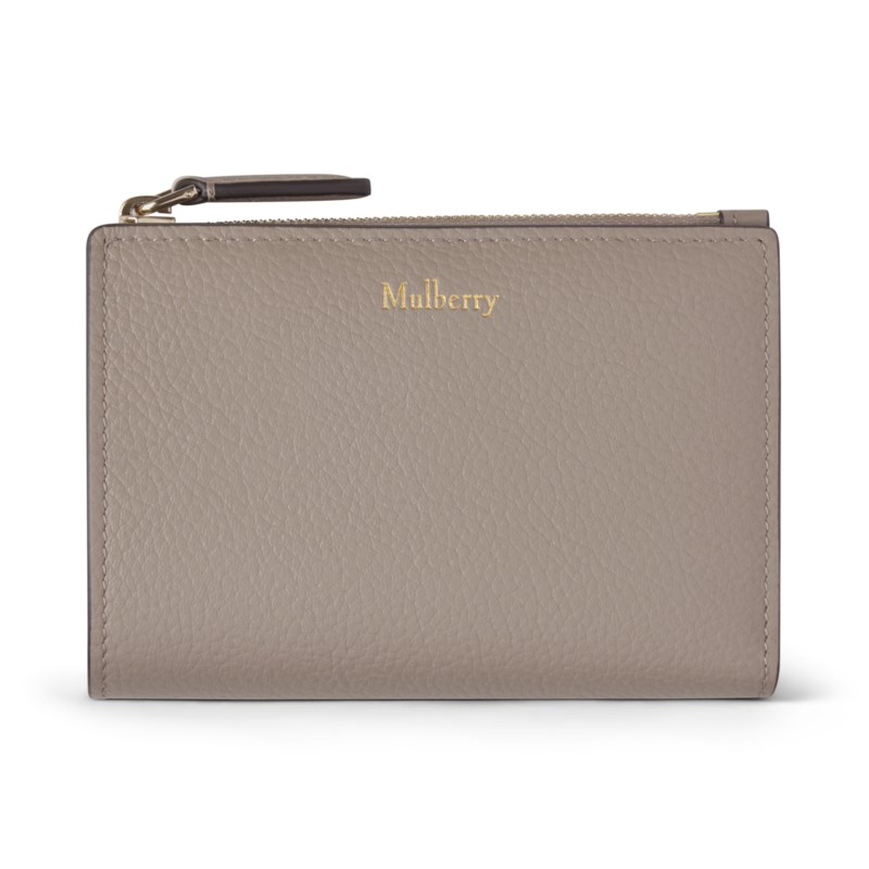 Continental bifold zipped wallet cashmere taupe small classic grain