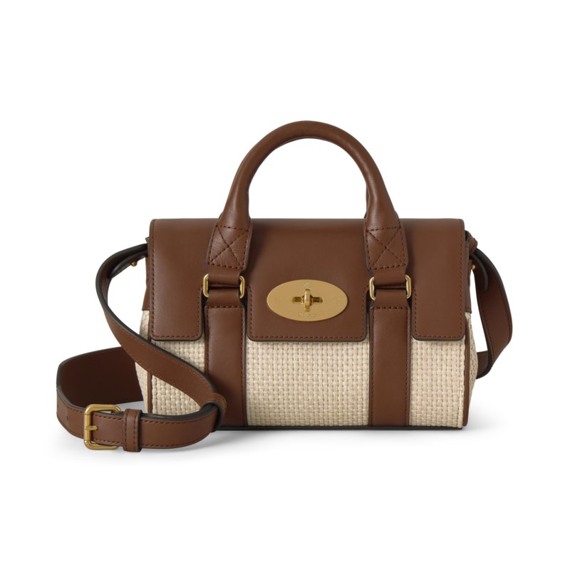 Ecru & Bright Oak Raffia & Leather Trim