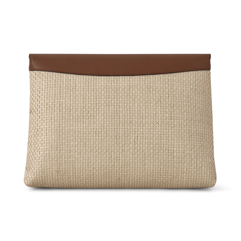 Mulberry Large darley pouch ecru & bright oak raffia & leather trim necessärer dam – bild 3