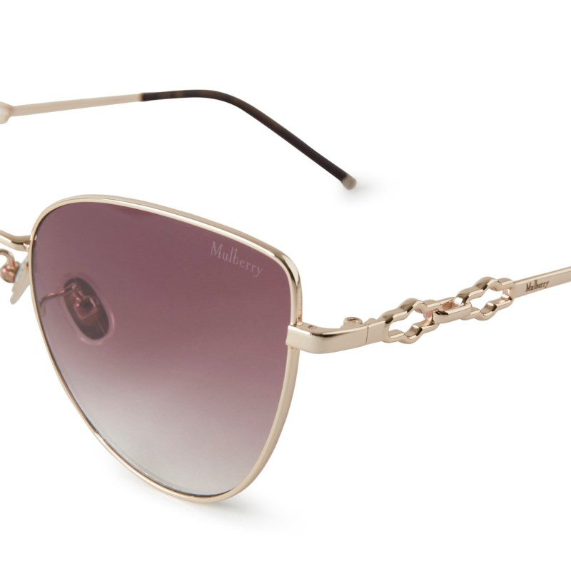 Mulberry Maisie sunglasses soft gold & burgundy metal solglasögon dam – bild 3