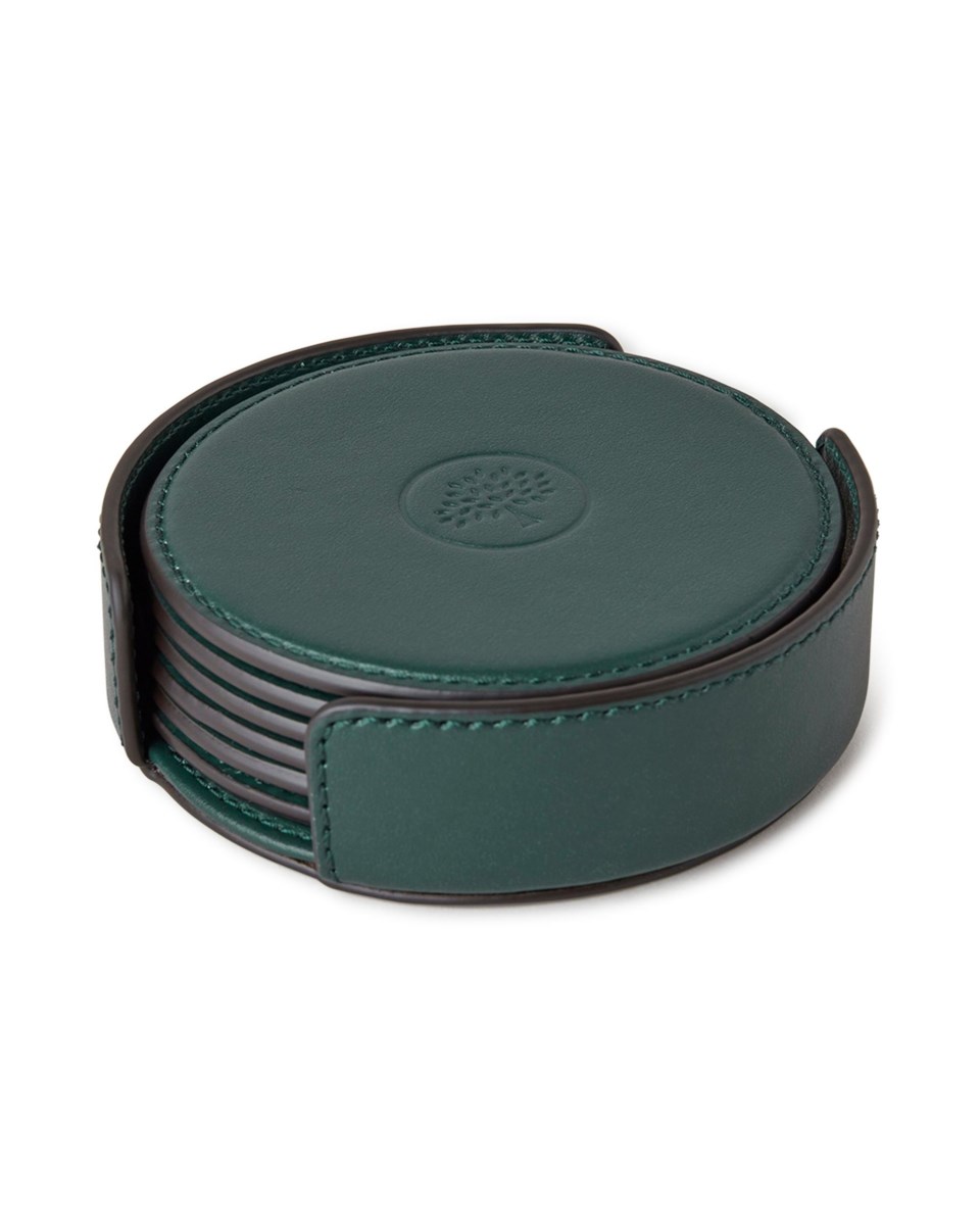 Leather coaster set mulberry green, mulberry green från Mulberry
