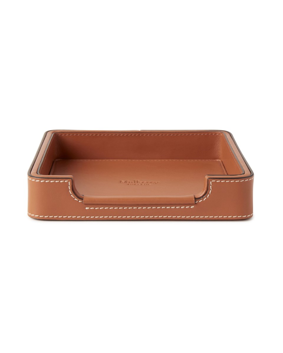 Small leather tray vintage oak, vintage oak från Mulberry