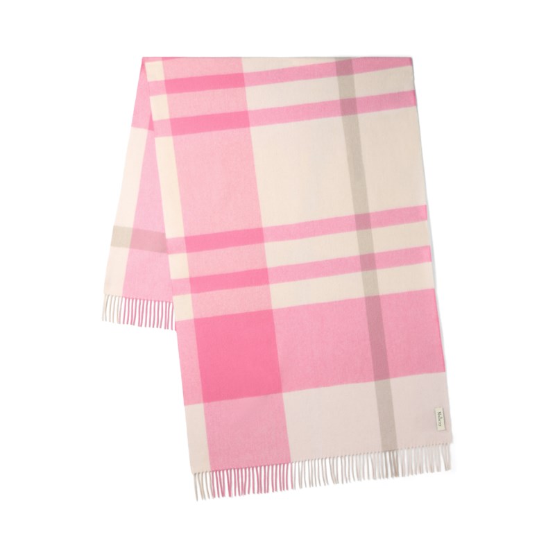 Mulberry Large check merino wool scarf eggshell & olive merino wool halsdukar dam – bild 2