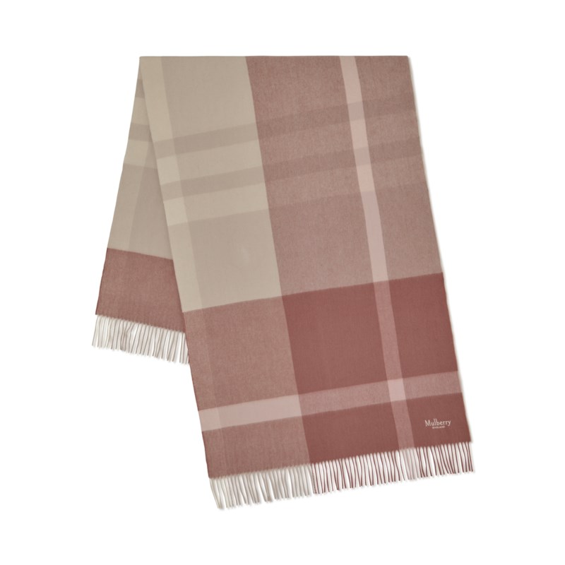 Large check merino wool scarf eggshell & olive merino wool