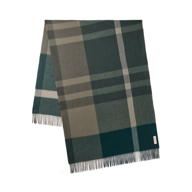 Mulberry Large check merino wool scarf eggshell & olive merino wool halsdukar dam – bild 3