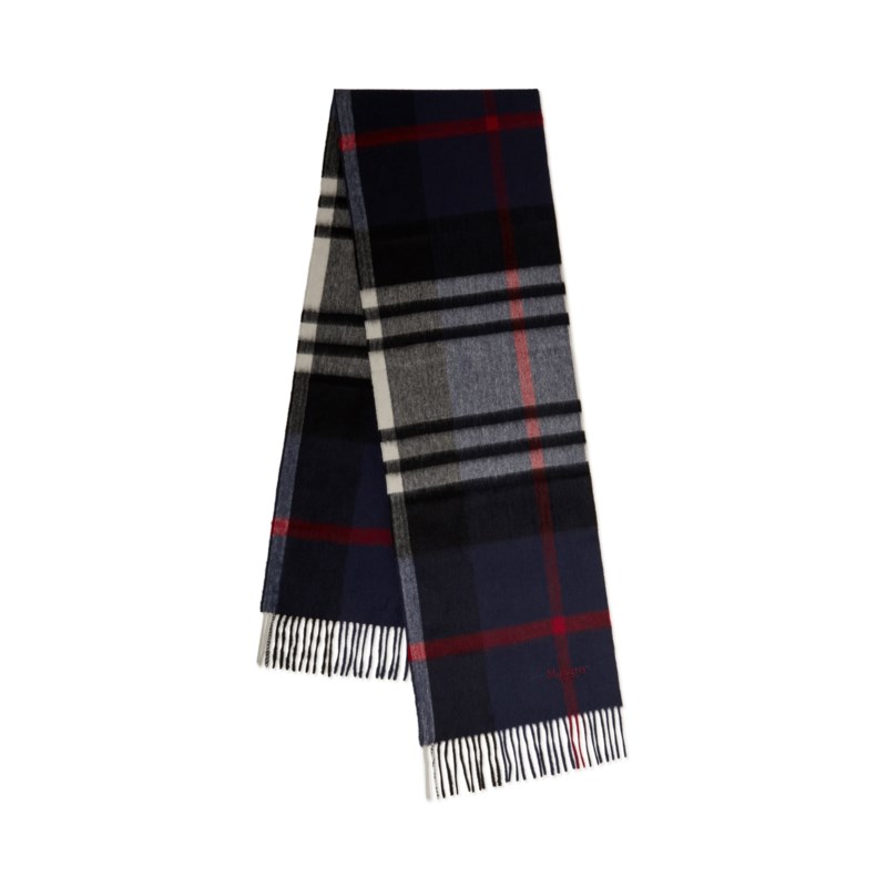 Small check merino wool scarf autumn rose & poplin blue merino wool 2