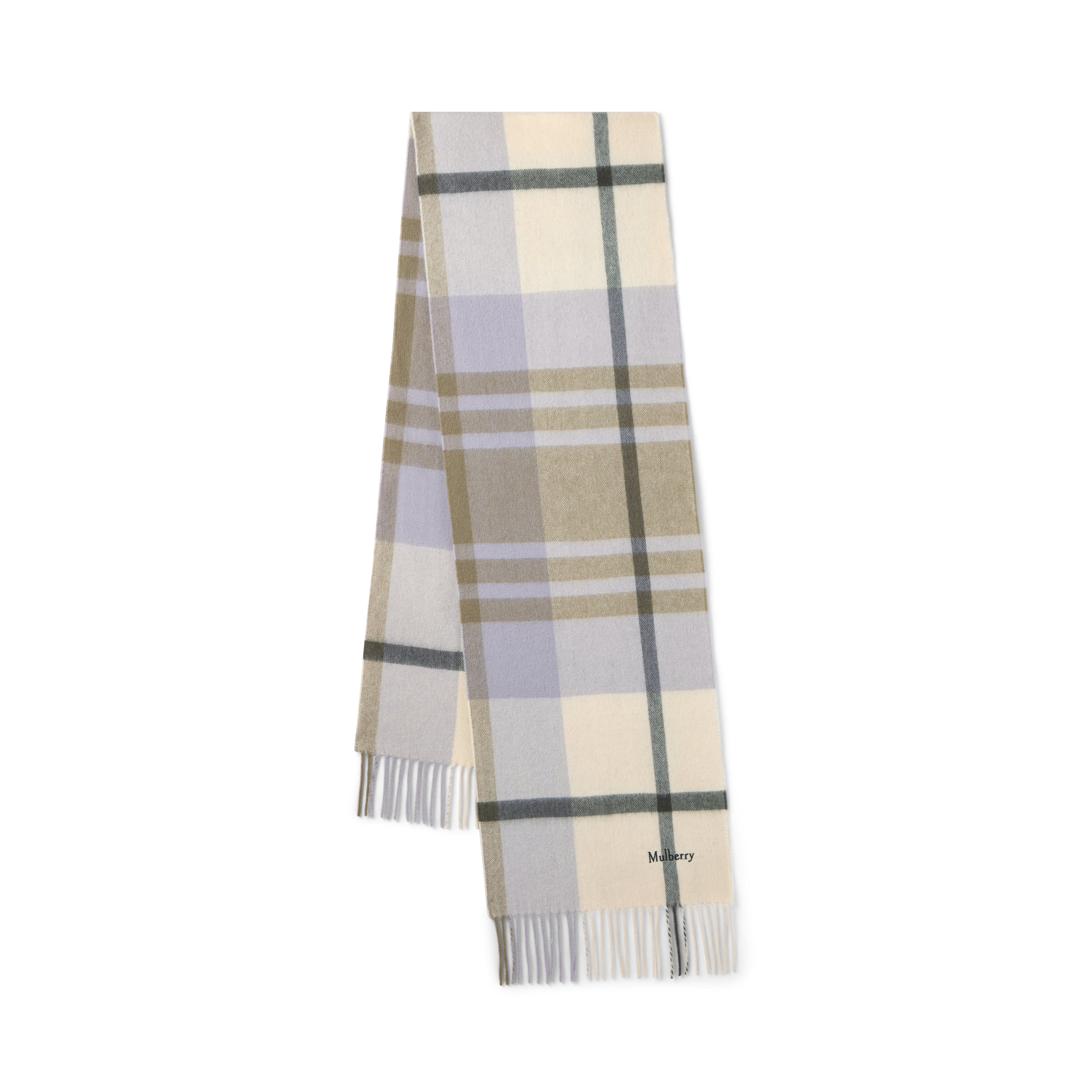Mulberry - Small check merino wool scarf eggshell-olive | NK