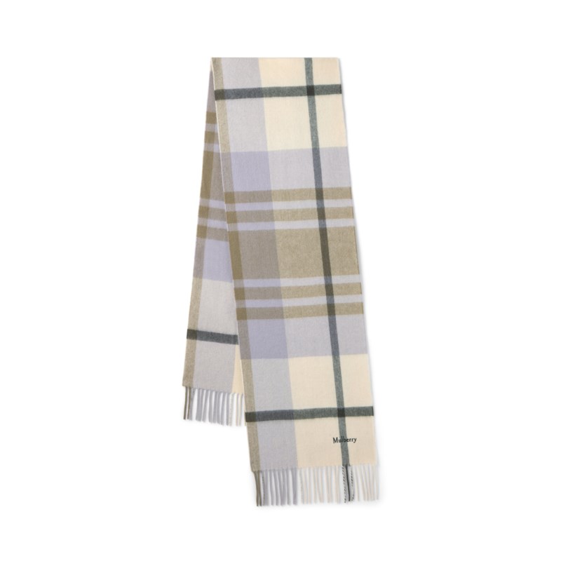 Small check merino wool scarf night sky & lancaster red merino wool
