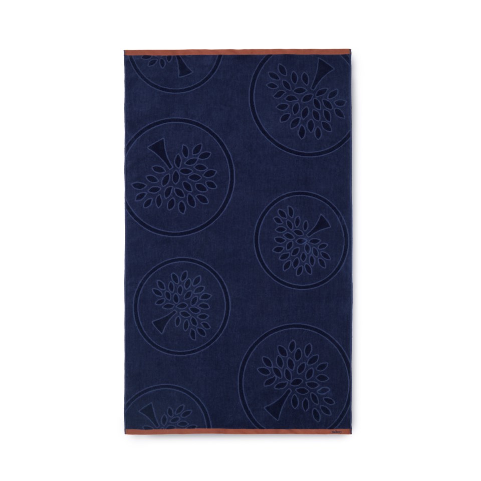 Mulberry tree jacquard towel navy-teak, navy-teak från Mulberry