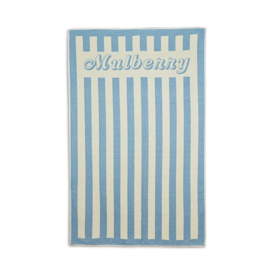 Fantasy mulberry logo stripe towel poplin blue-white, poplin blue-white från Mulberry