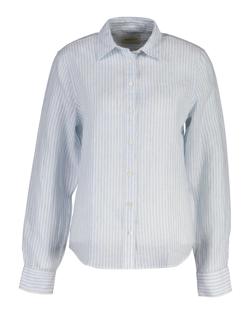 Regular fit randig linneskjorta light blue 2