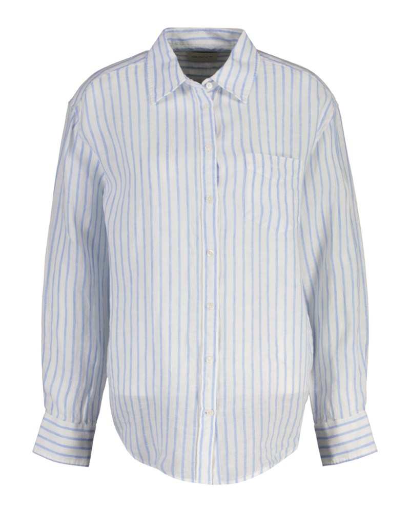 Relaxed fit randig linneskjorta hydrangea blue 1