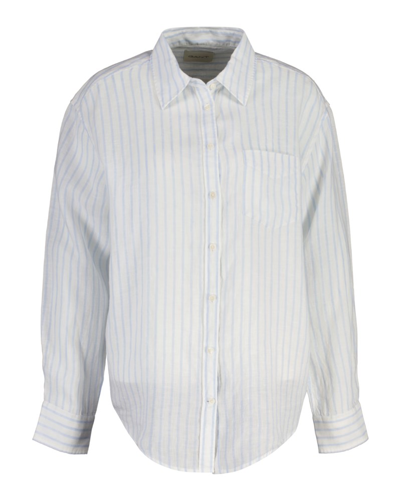Relaxed fit randig linneskjorta hydrangea blue 2