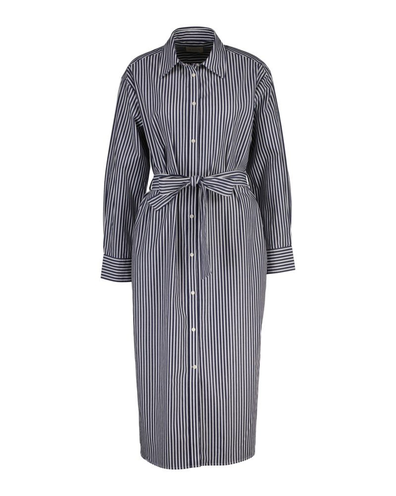 Randig skjortklänning i poplin rich navy 1